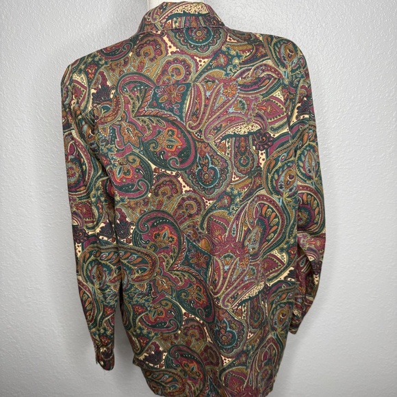 Prestwyck Paisley Button down shirt with shoulder pads -cp - Picture 6 of 7
